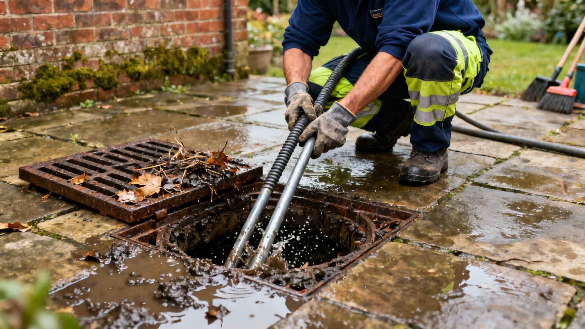 unblocking outside drain